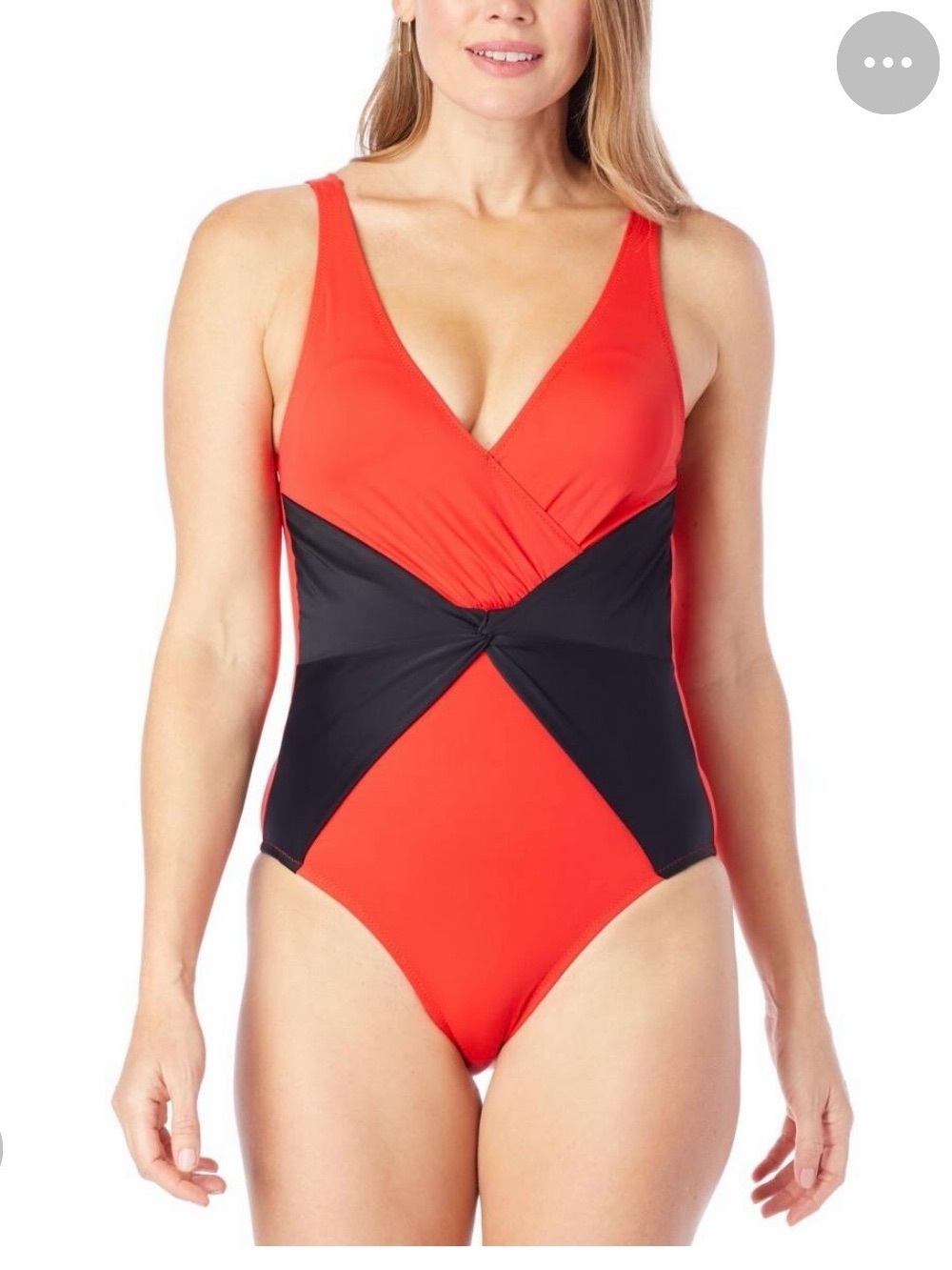 🌼Colleen Lopez Red and Black Twist-Front One-Piece Swimsuit